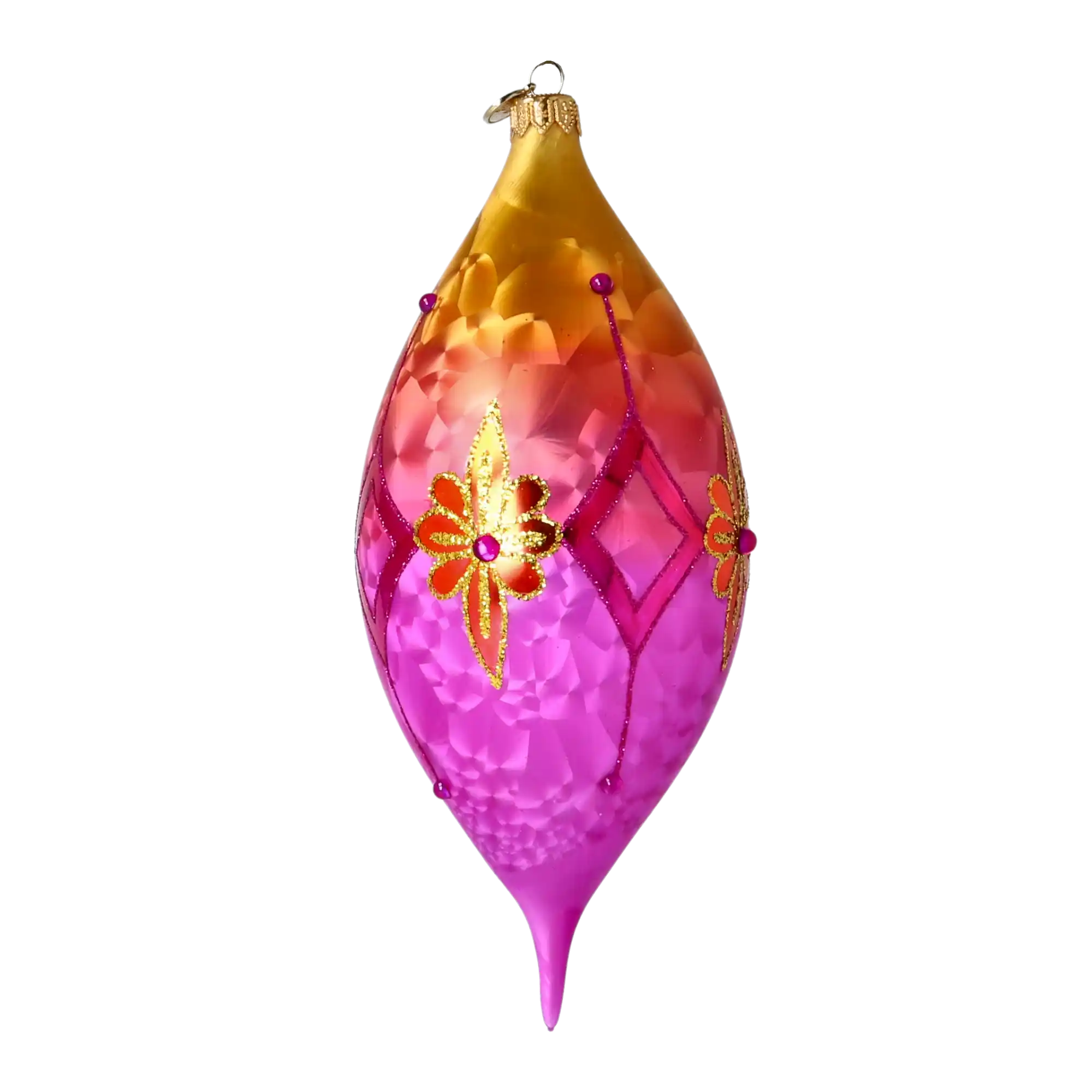 Pink Sunrise Glass Ornament Handcrafted Reflector Ornament