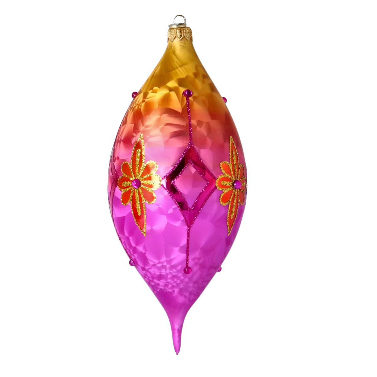 Saffron Zenith Mirage | Hand-Painted Glass Ornament | Blubom 2025-190