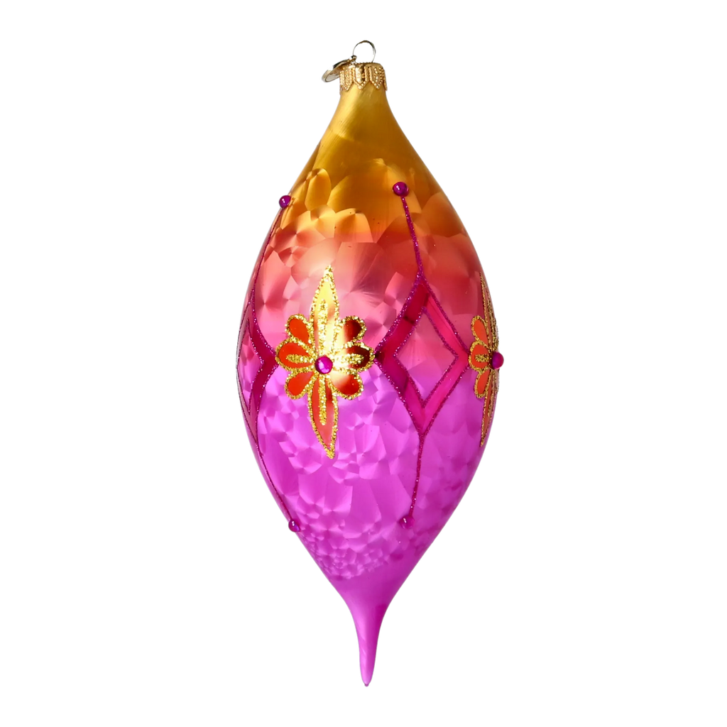 Saffron Zenith Mirage | Hand-Painted Glass Ornament | Blubom 2025-190