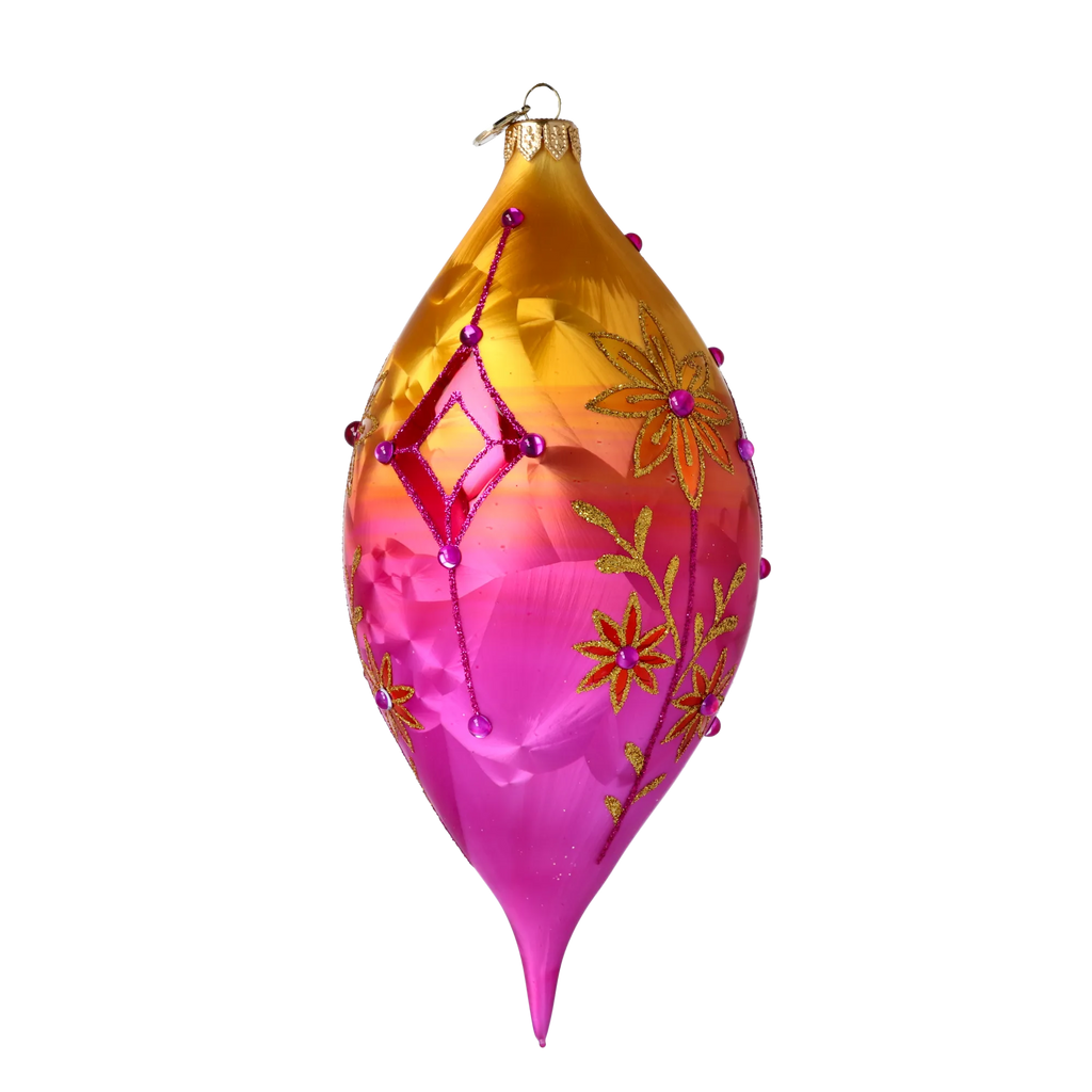 Saffron Zenith Mirage | Hand-Painted Glass Ornament | Blubom 2025-190