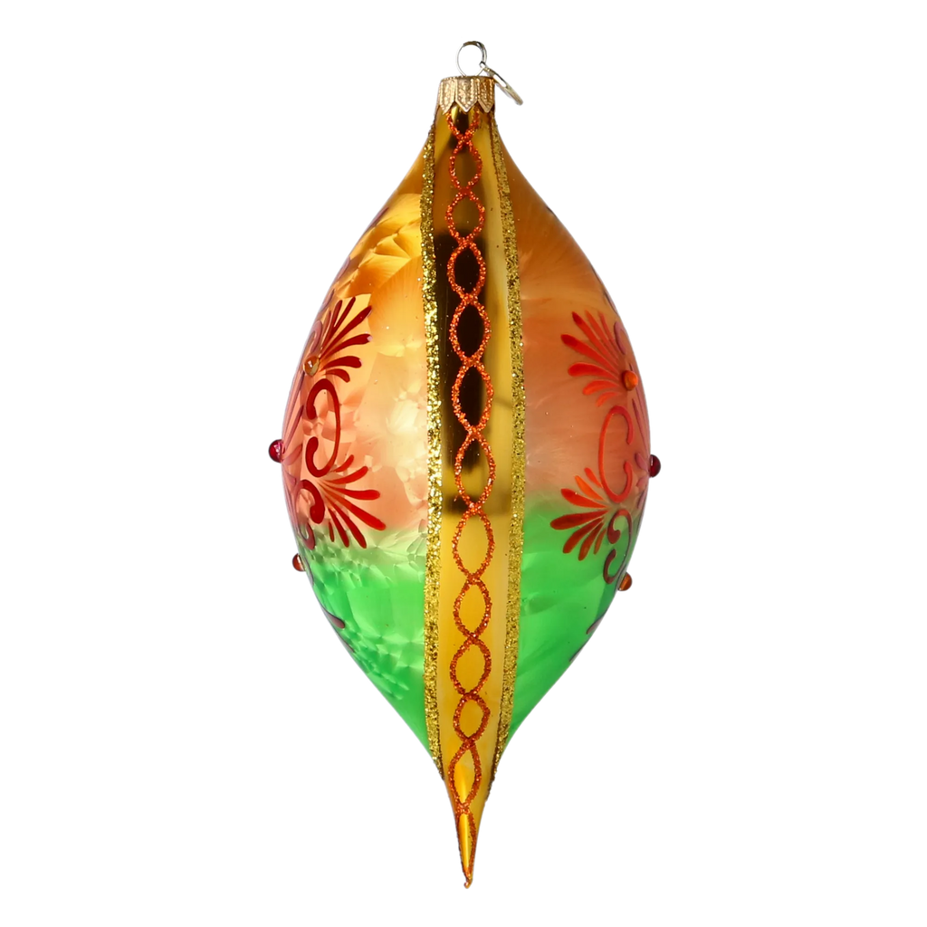 Saffron Meadow Equinox | Hand-Painted Glass Ornament | Blubom 2025-191