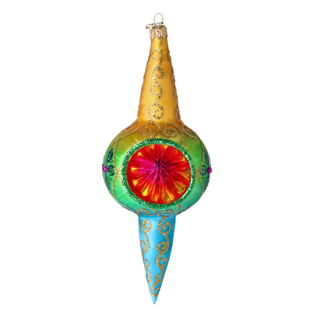 Saffron Tide Echo | Hand-Painted Glass Ornament | Blubom 2025-192