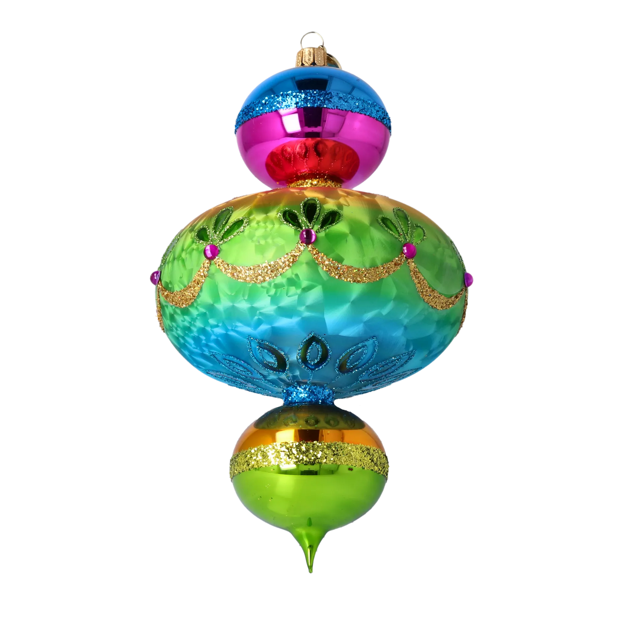 Electric Noon Jubilee | Hand-Painted Glass Ornament | Blubom 2025-194