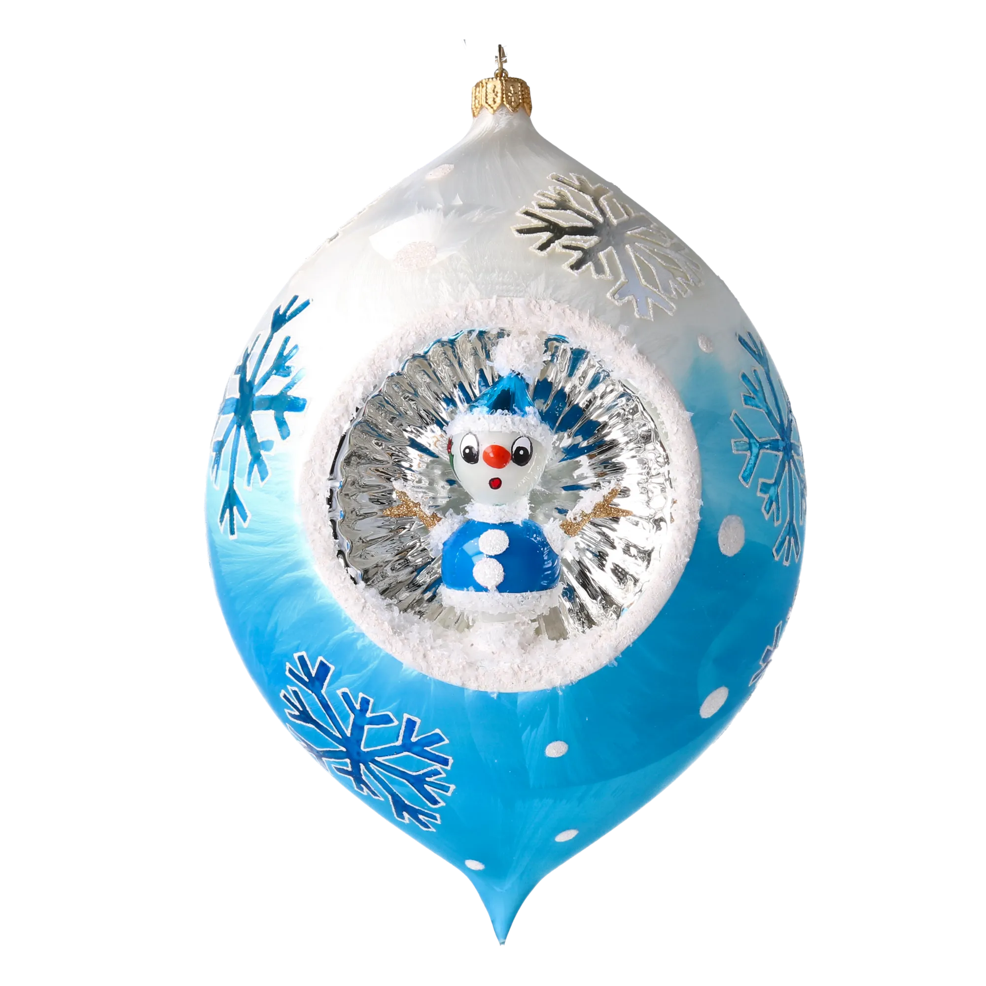 Azure Frost Reverie | Hand-Painted Glass Ornament | Blubom 2025-204