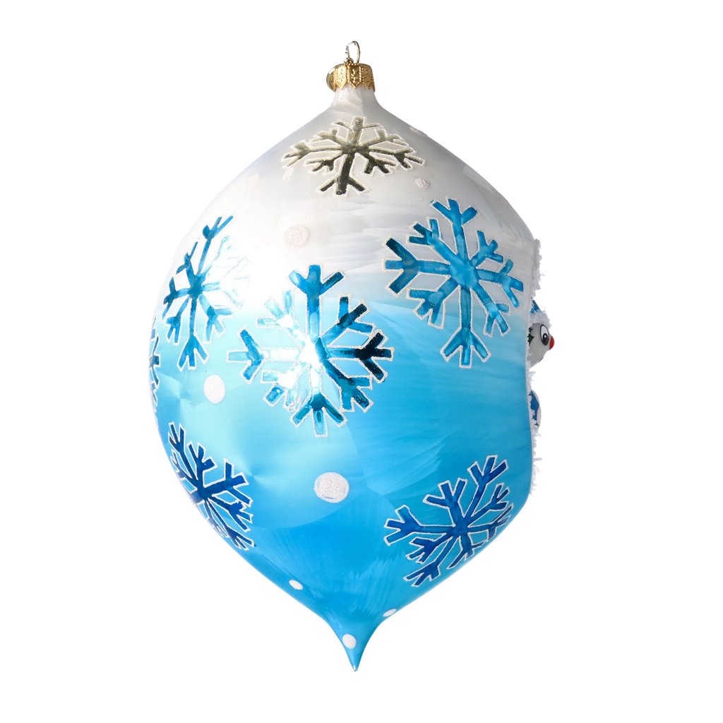 Azure Frost Reverie | Hand-Painted Glass Ornament | Blubom 2025-204