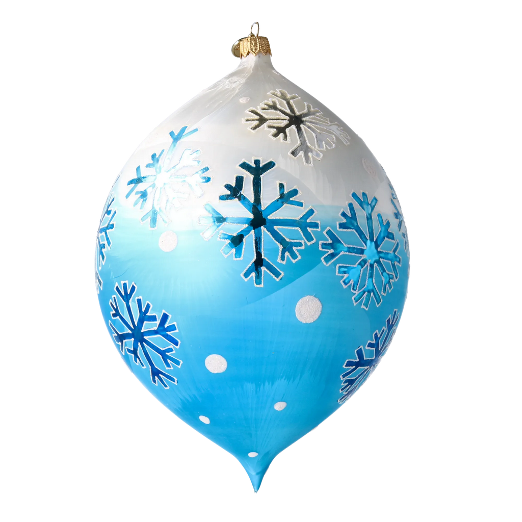Azure Frost Reverie | Hand-Painted Glass Ornament | Blubom 2025-204