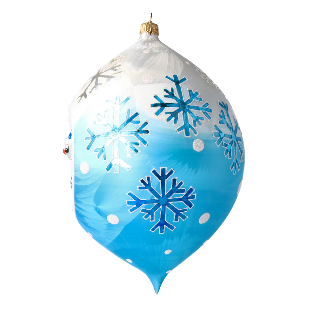 Azure Frost Reverie | Hand-Painted Glass Ornament | Blubom 2025-204