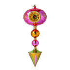 Cerise Saffron Solstice | Hand-Painted Glass Ornament | Blubom 2025-205