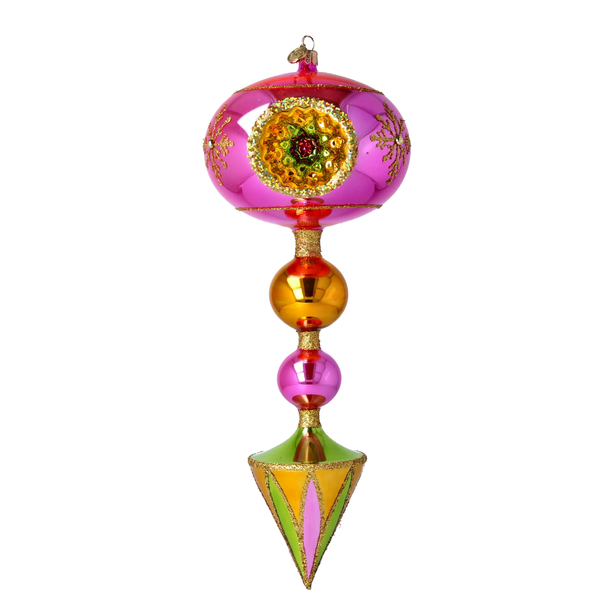 Cerise Saffron Solstice | Hand-Painted Glass Ornament | Blubom 2025-205