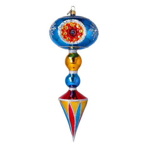 Sapphire Frost Nocturne | Hand-Painted Glass Ornament | Blubom 2025-206
