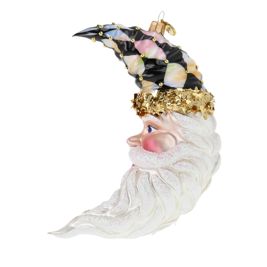 Harlequin Moon Santa Premium christmas glass ornament 2025-208