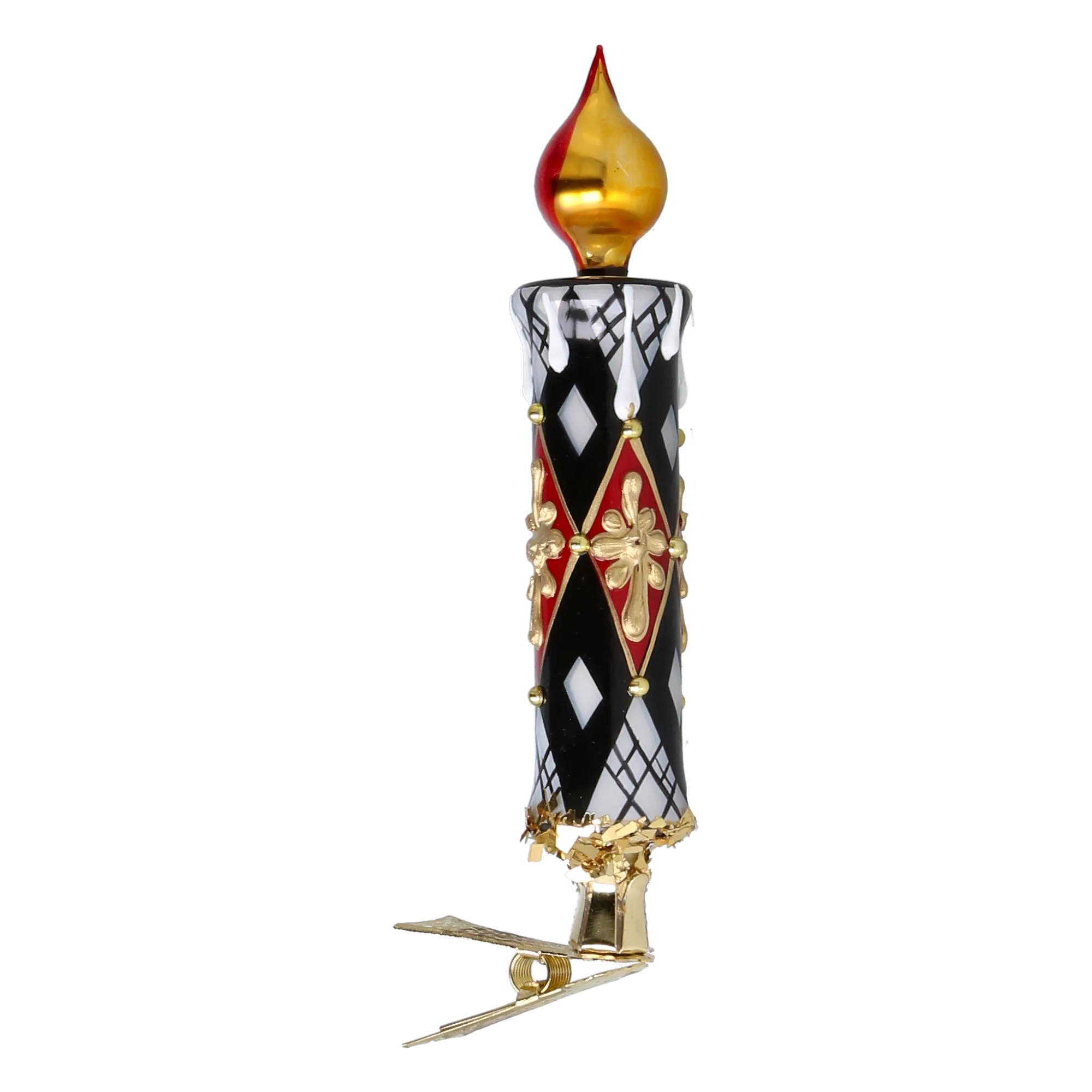 Clip-On Candle in Gilded Harlequin