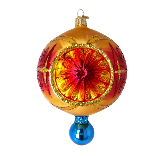 Sunburst Jewel – Handcrafted Reflector Glass Christmas Ornament free blowing