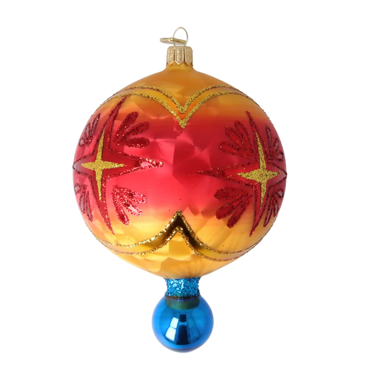 Sunburst Jewel – Handcrafted Reflector Glass Christmas Ornament free blowing