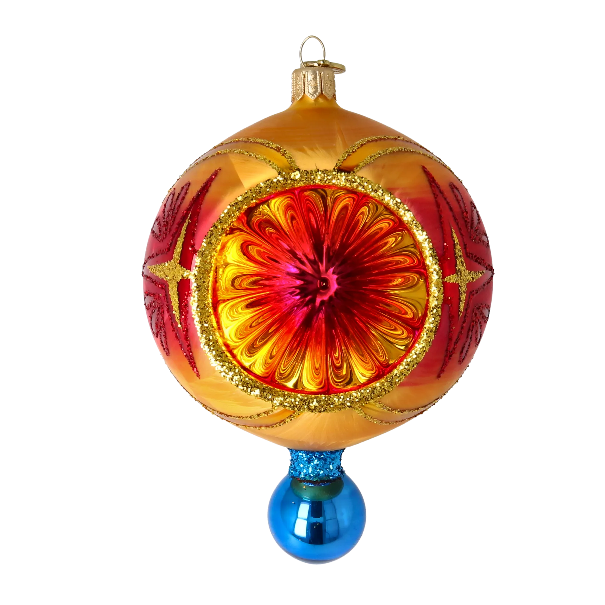 Sunburst Jewel – Handcrafted Reflector Glass Christmas Ornament free blowing 2025-214