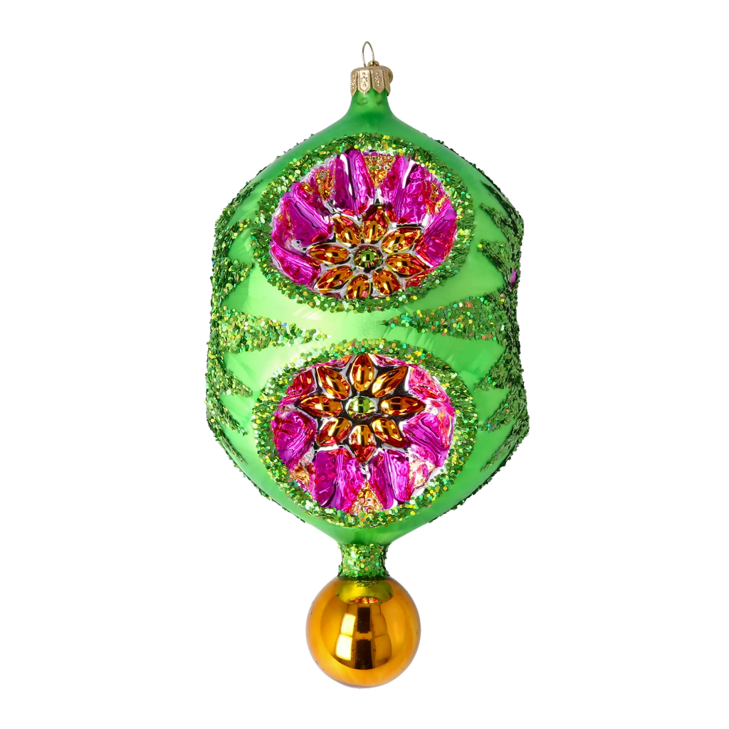 Emerald Garden Echo | Hand-Painted Glass Ornament | Blubom 2026-001