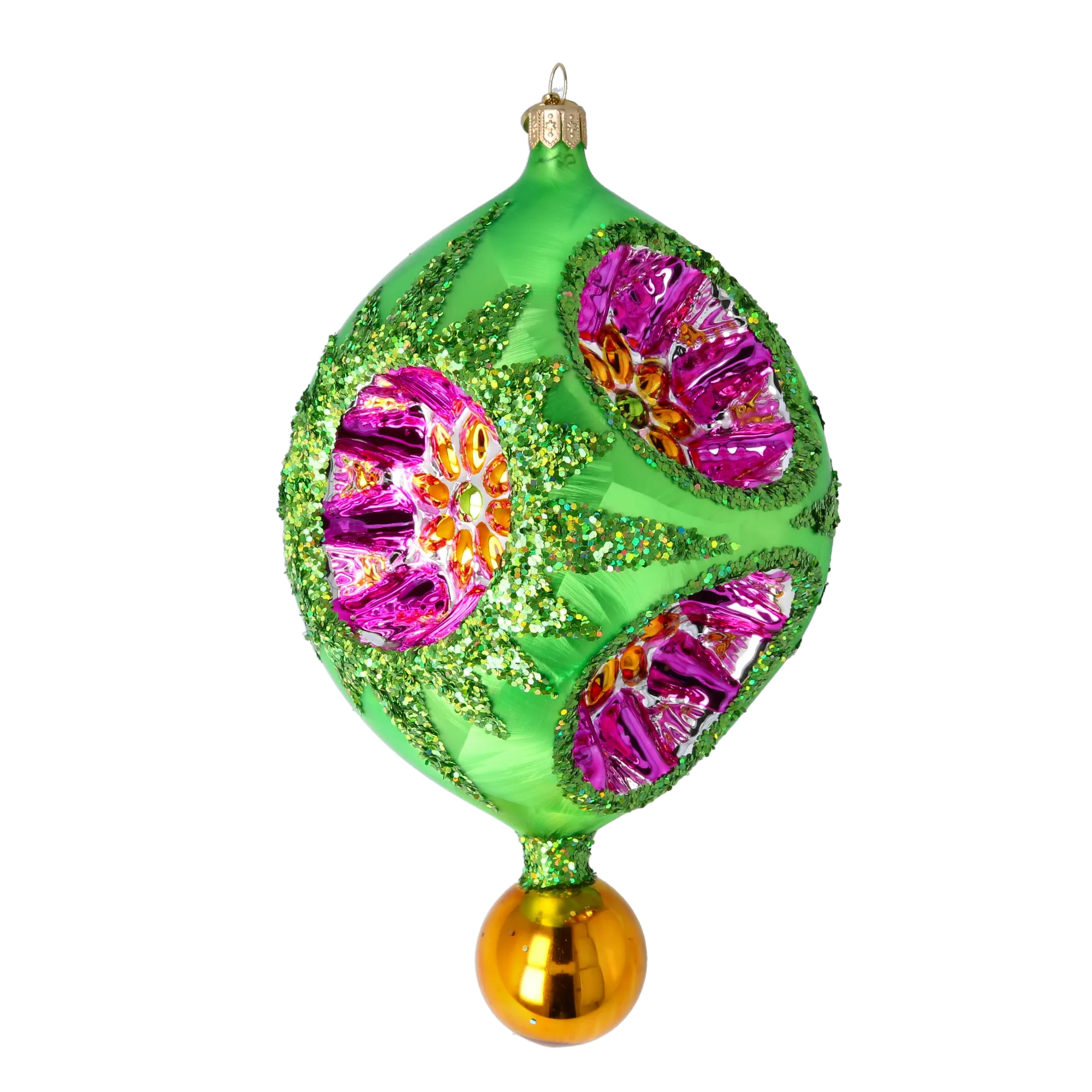 Emerald Garden Echo | Hand-Painted Glass Ornament | Blubom 2026-001