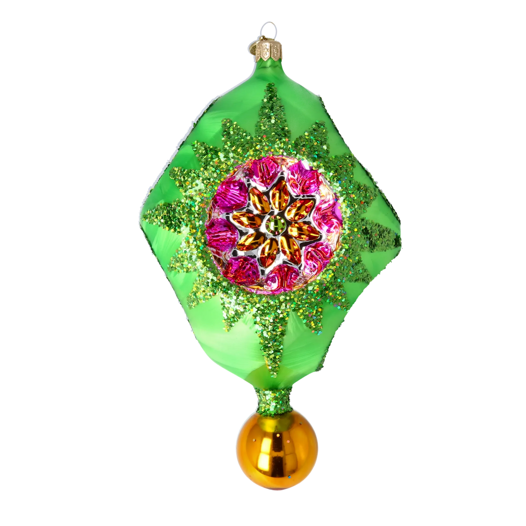 Emerald Garden Echo | Hand-Painted Glass Ornament | Blubom 2026-001