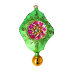 Emerald Garden Echo | Hand-Painted Glass Ornament | Blubom 2026-001