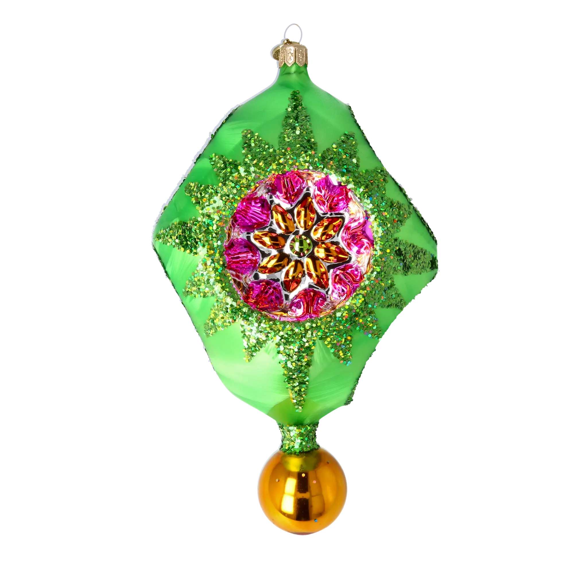 Emerald Garden Echo | Hand-Painted Glass Ornament | Blubom 2026-001