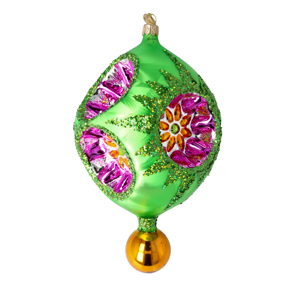 Emerald Garden Echo | Hand-Painted Glass Ornament | Blubom 2026-001