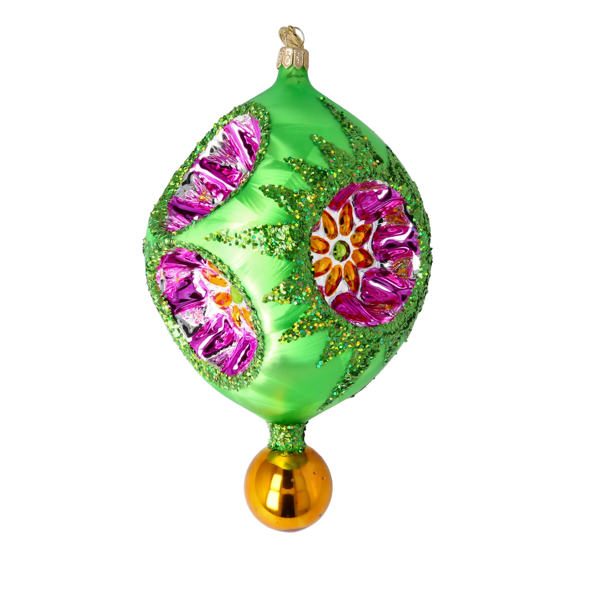 Emerald Garden Echo | Hand-Painted Glass Ornament | Blubom 2026-001