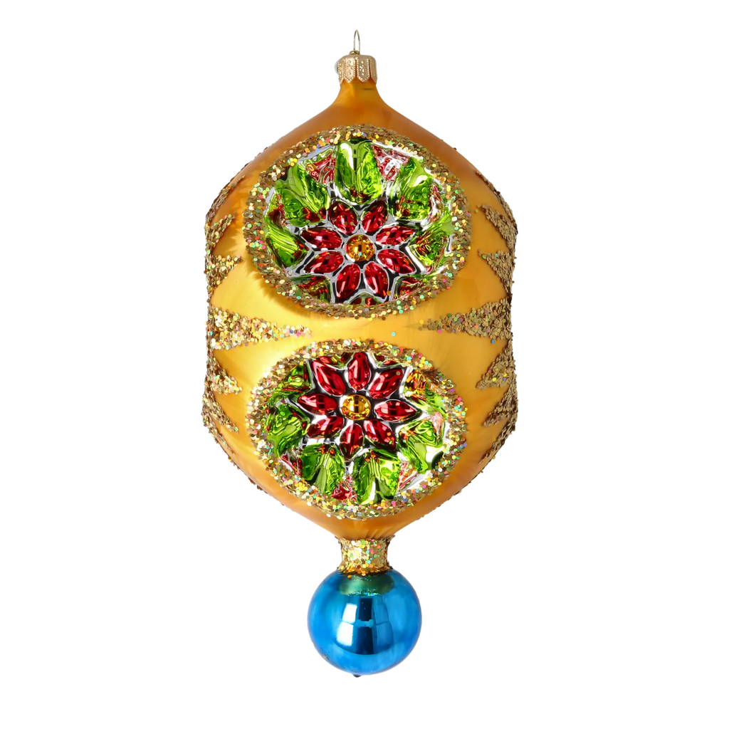 Gilded Solstice Resonance | Hand-Painted Glass Ornament | Blubom 2026-002