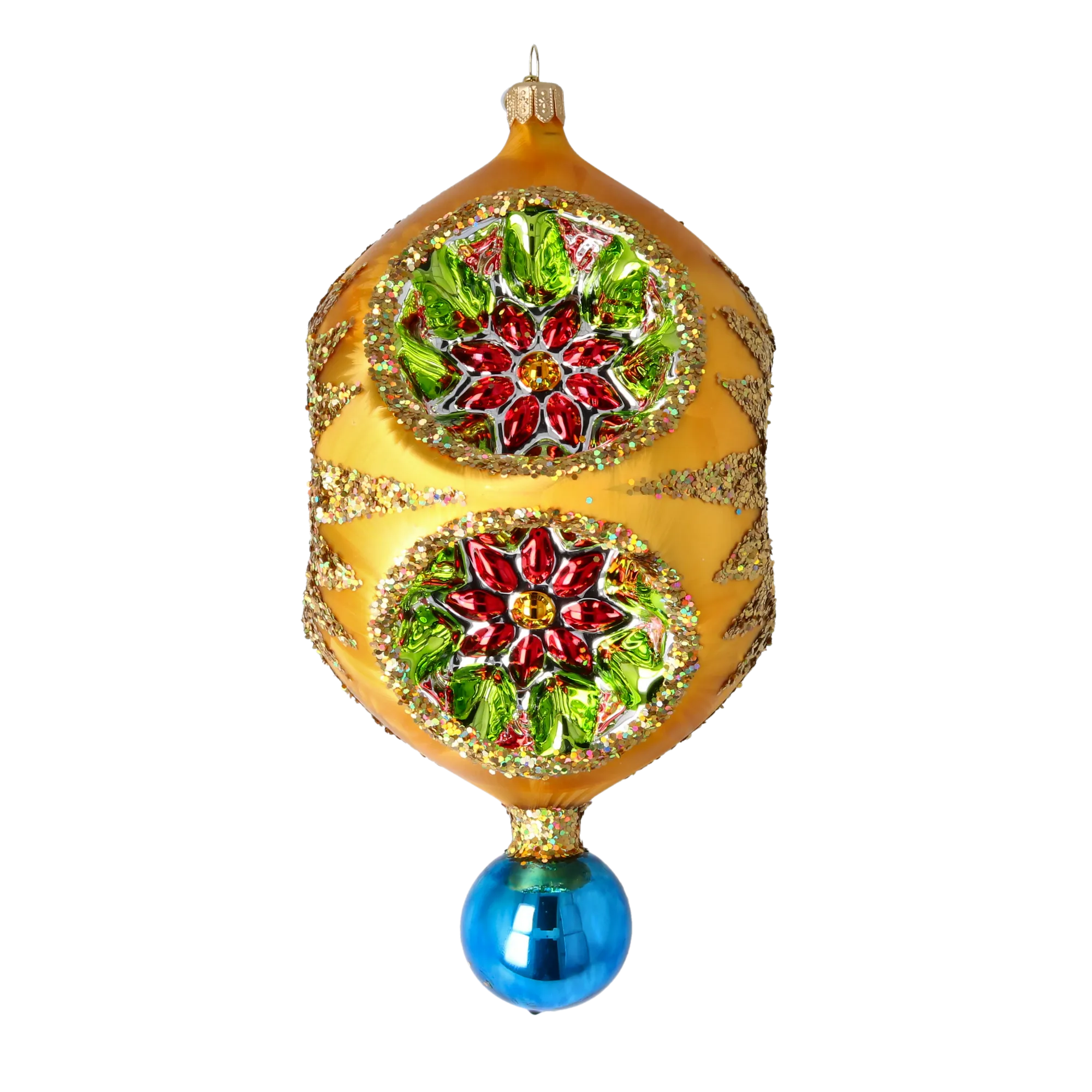 Gilded Solstice Resonance | Hand-Painted Glass Ornament | Blubom 2026-002