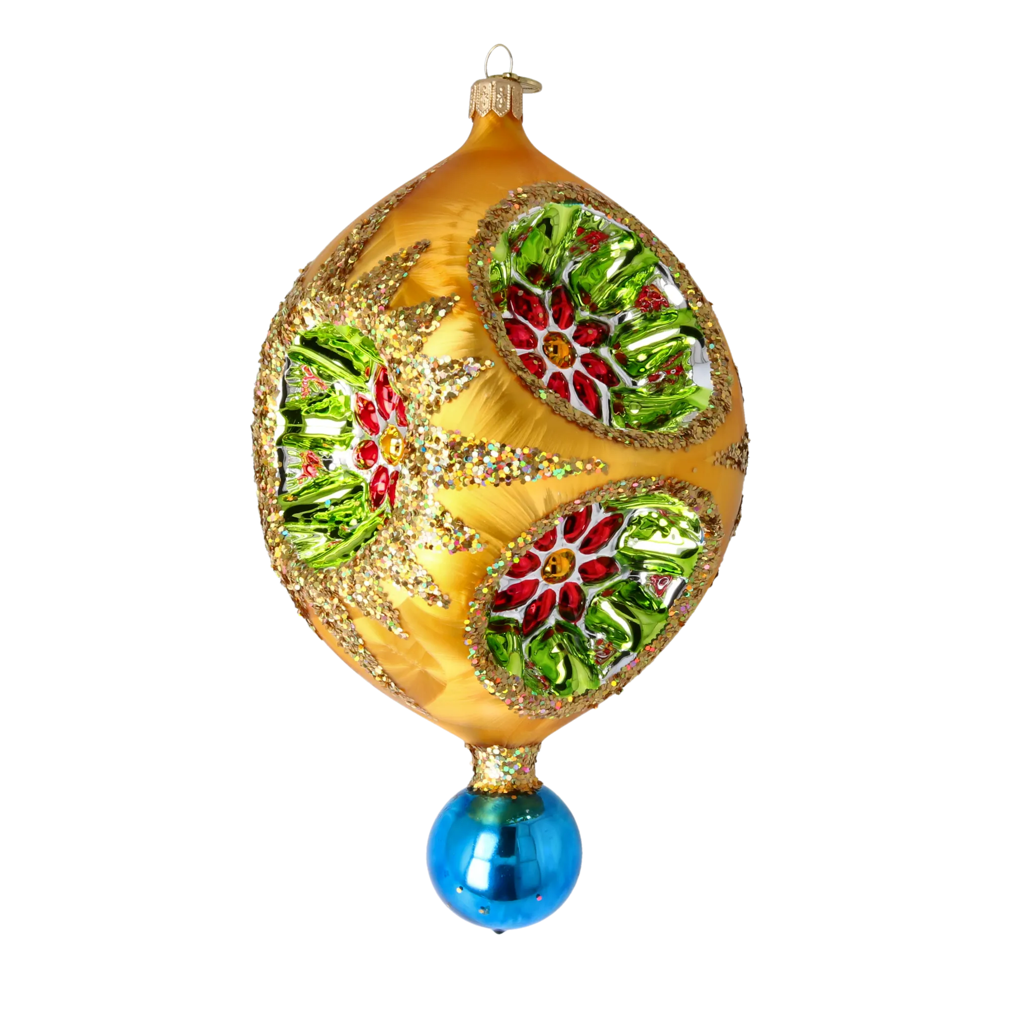 Gilded Solstice Resonance | Hand-Painted Glass Ornament | Blubom 2026-002