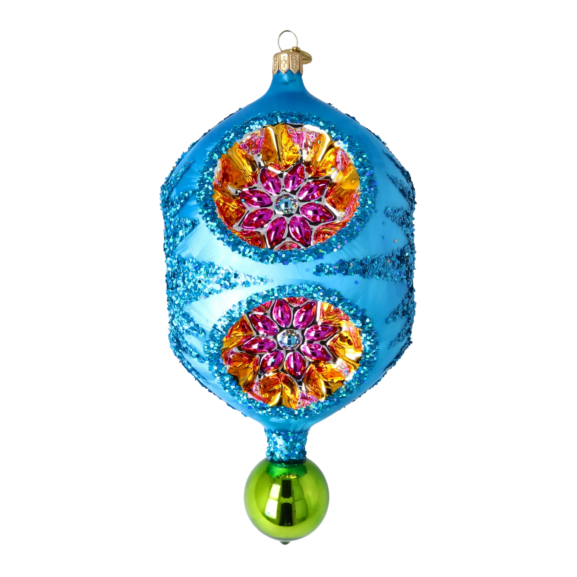Azure Petal Resonance | Hand-Painted Glass Ornament | Blubom 2026-003