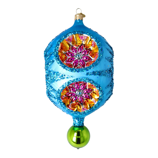Cosmic Bloom in Sapphire Sky Glass Christmas Collection: Celestial Jewel Ornaments 2026-003