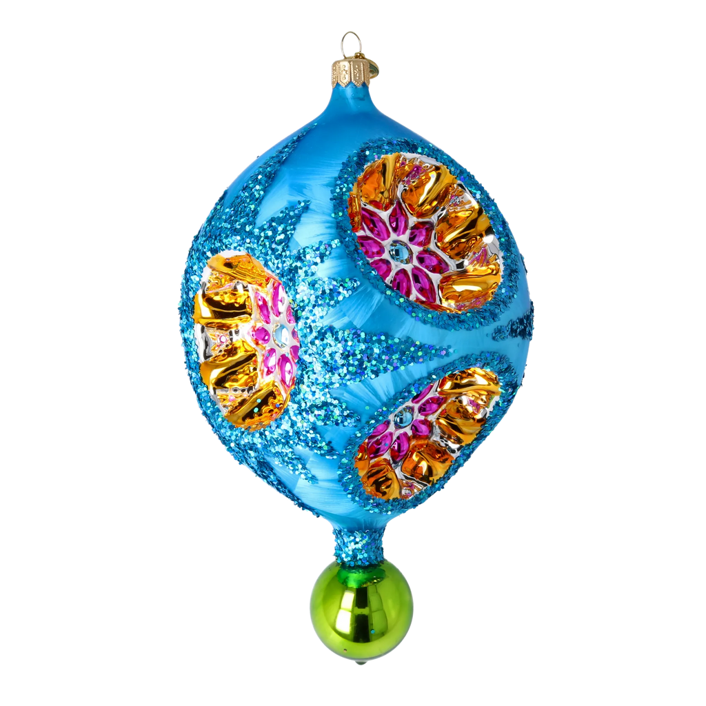 Azure Petal Resonance | Hand-Painted Glass Ornament | Blubom 2026-003