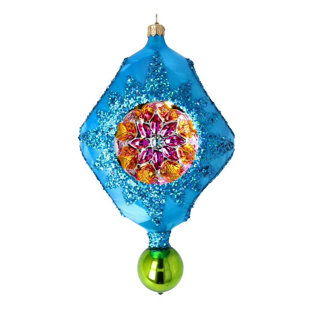 Azure Petal Resonance | Hand-Painted Glass Ornament | Blubom 2026-003