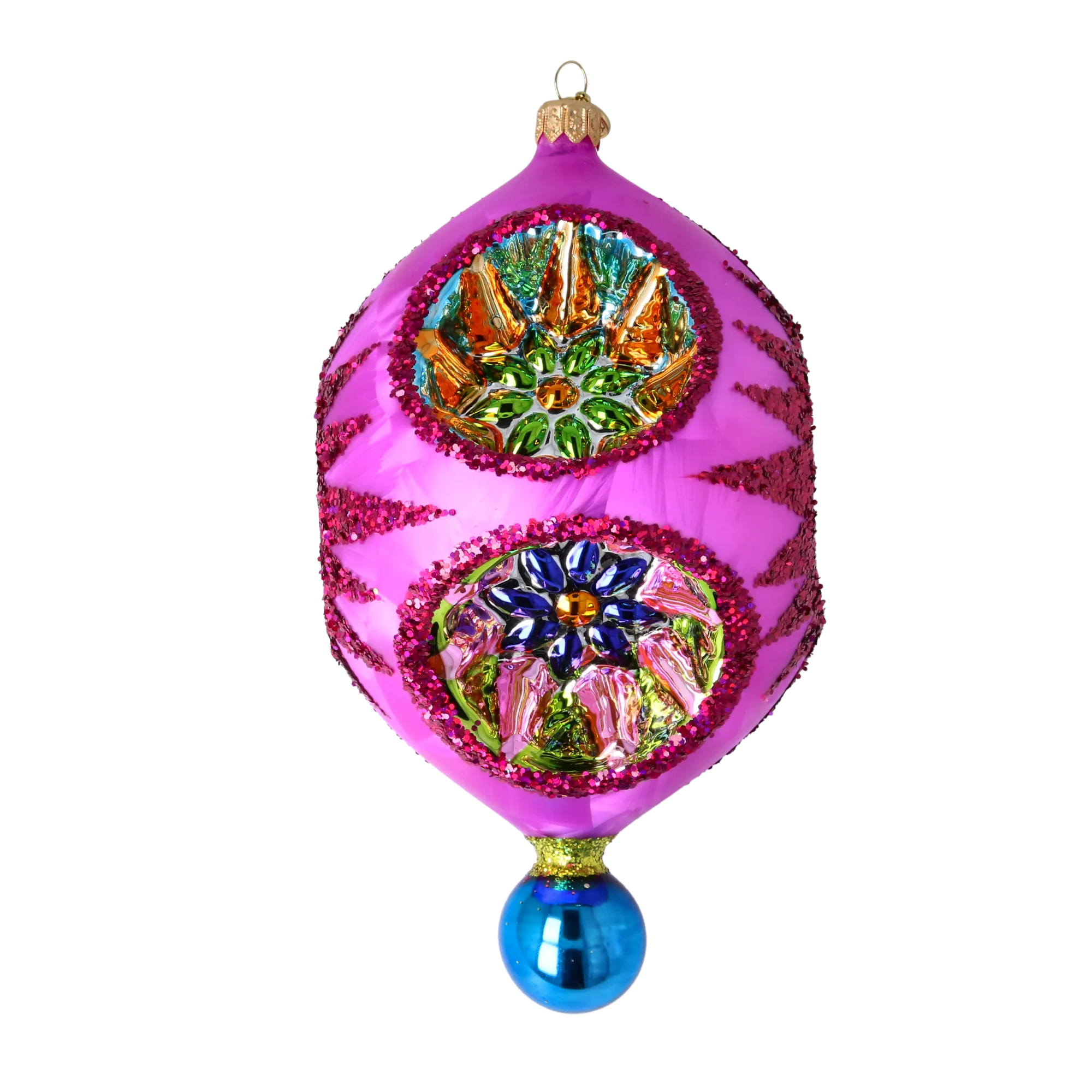 Magenta Astral Echo | Hand-Painted Glass Ornament | Blubom 2026-004