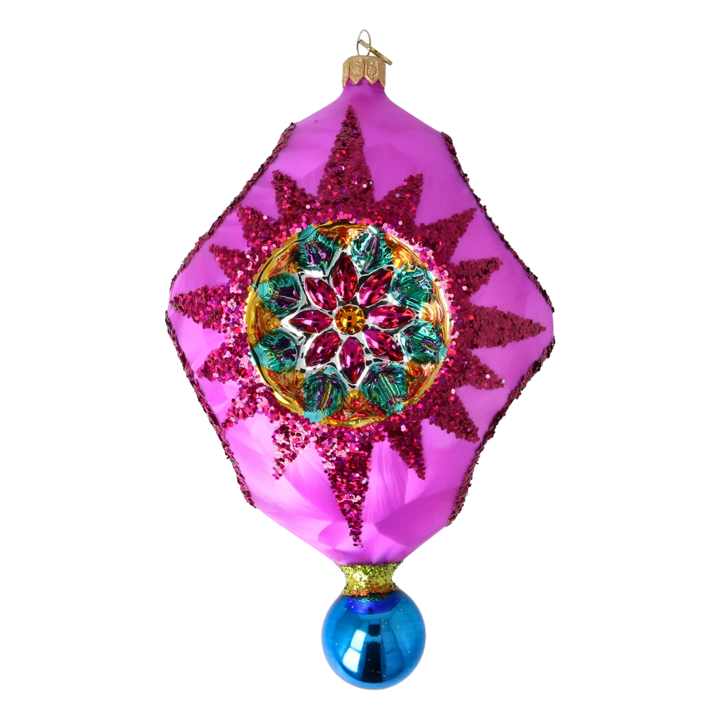 Magenta Astral Echo | Hand-Painted Glass Ornament | Blubom 2026-004