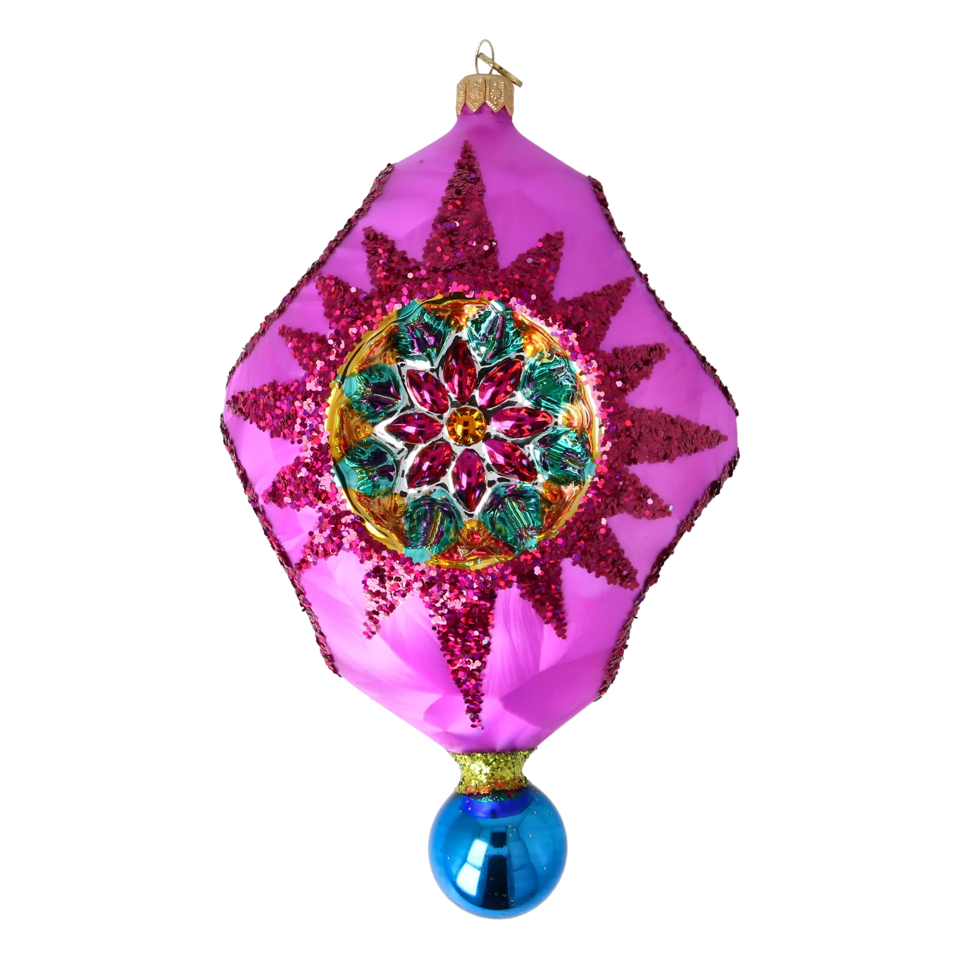 Magenta Astral Echo | Hand-Painted Glass Ornament | Blubom 2026-004