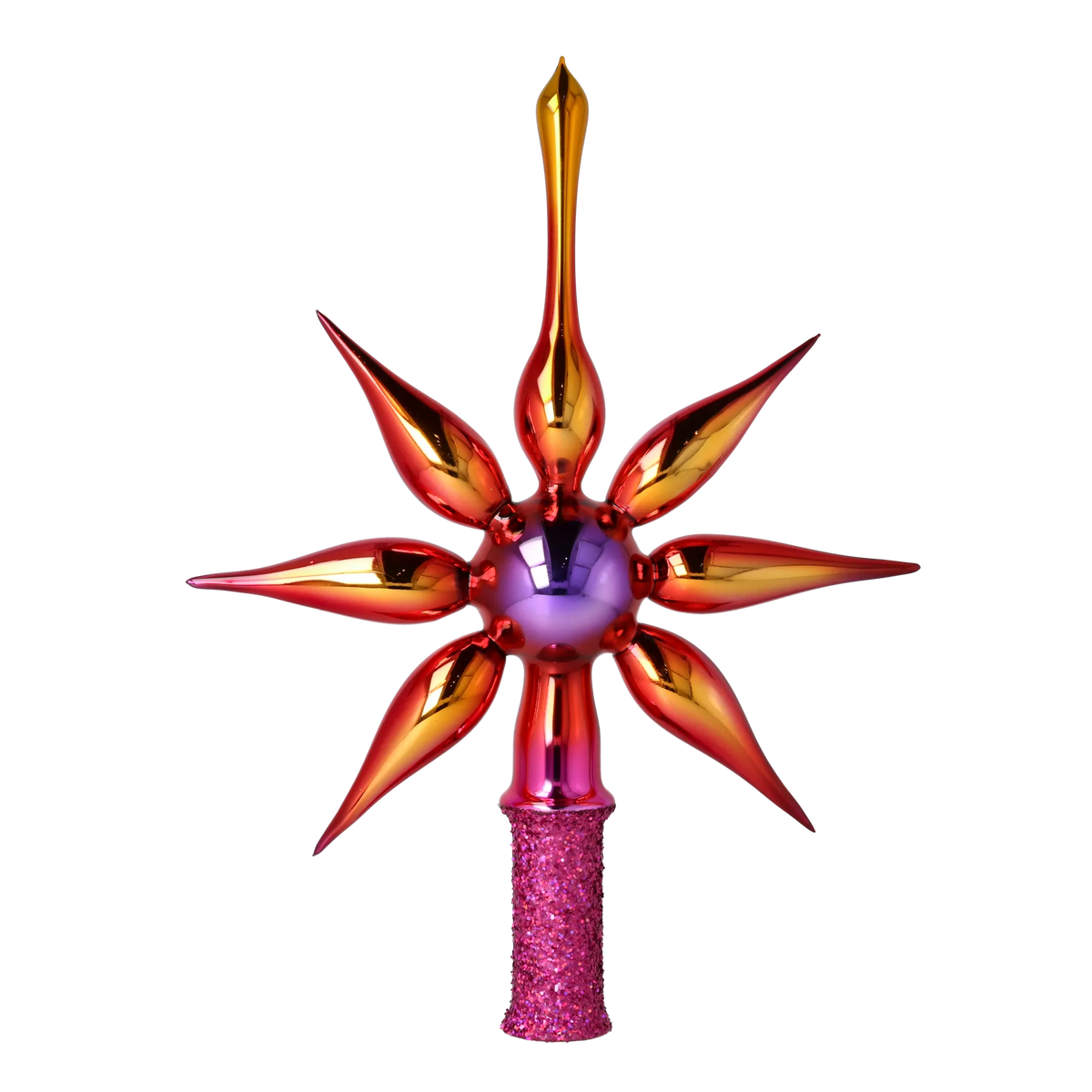 Crimson Zenith Pulse | Hand-Painted Glass Ornament | Blubom 2026-066