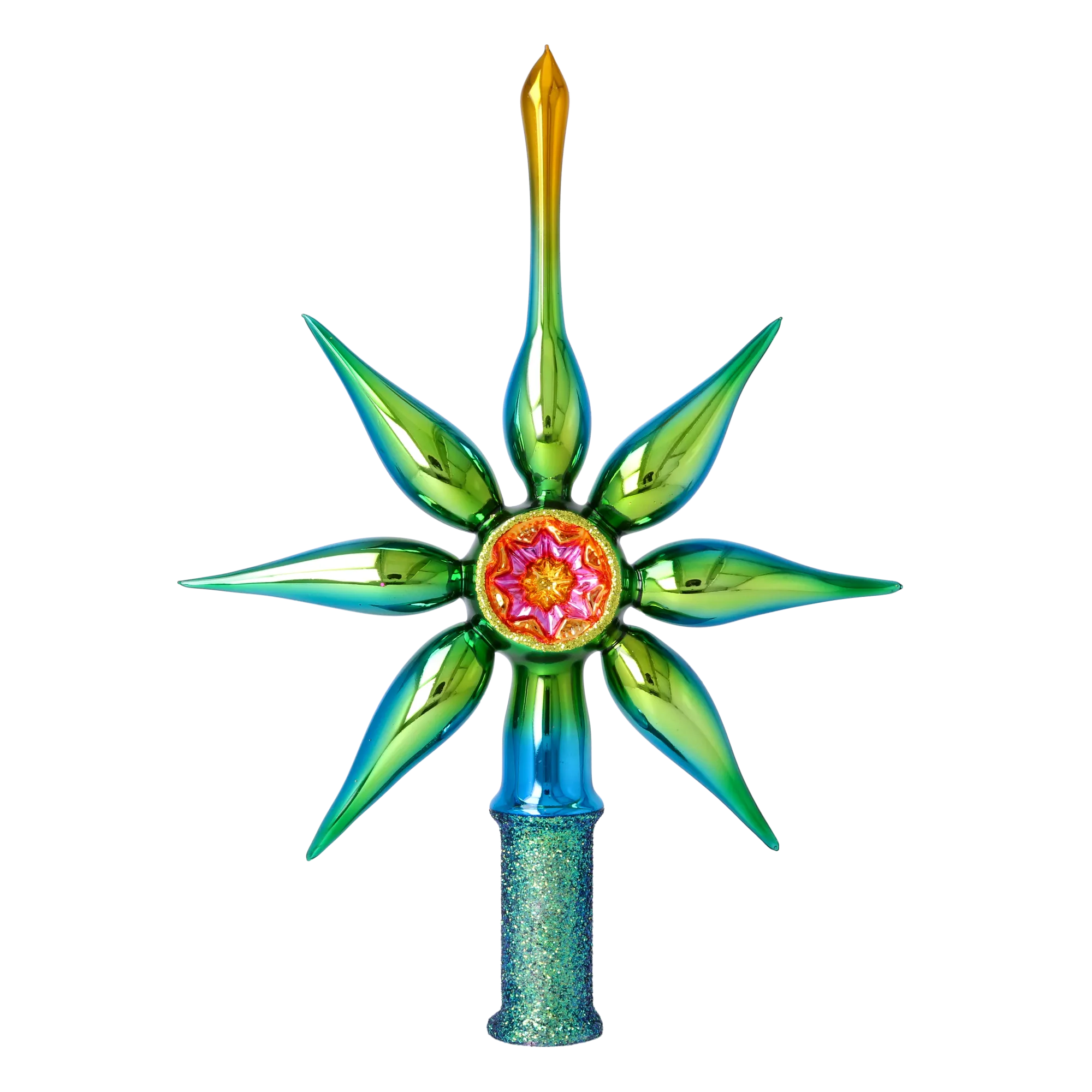 Emerald Radiance Christmas Star Topper. Handmade Glass Christmas ornament. 2026-067