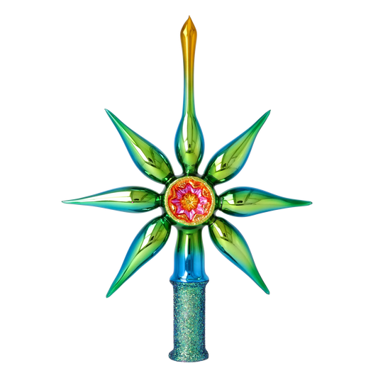 Emerald Radiance Christmas Star Topper. Handmade Glass Christmas ornament. 2026-067