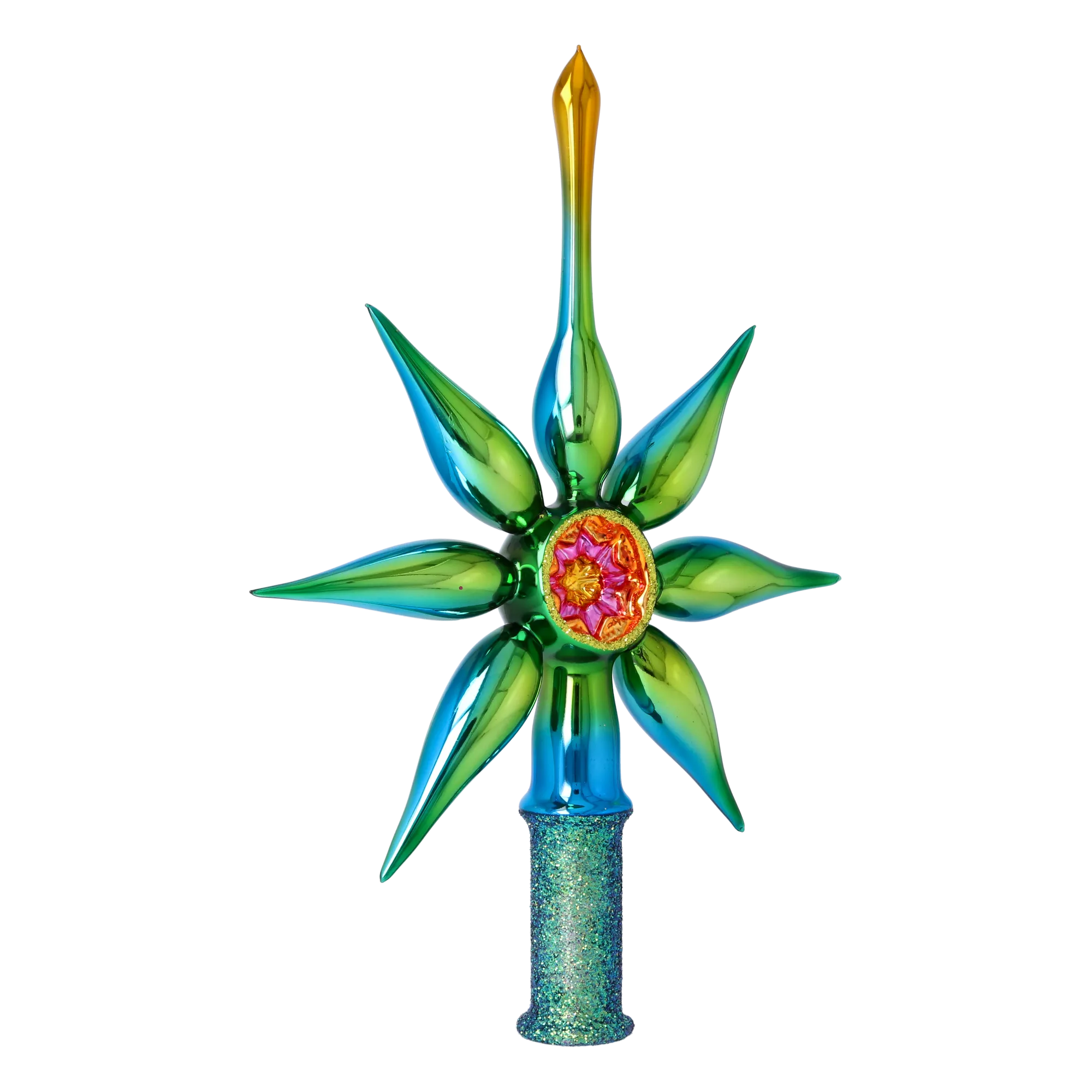 Emerald Radiance Christmas Star Topper. Handmade Glass Christmas ornament. 2026-067