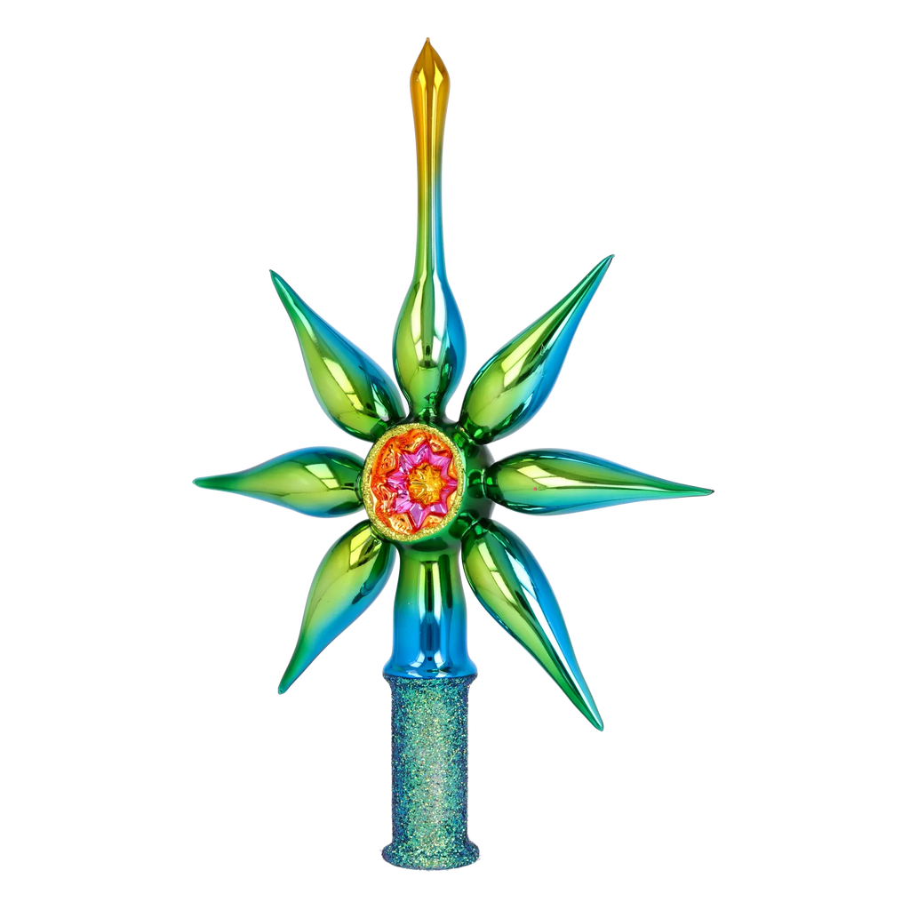 Emerald Meridian | Hand-Painted Glass Ornament | Blubom 2026-067