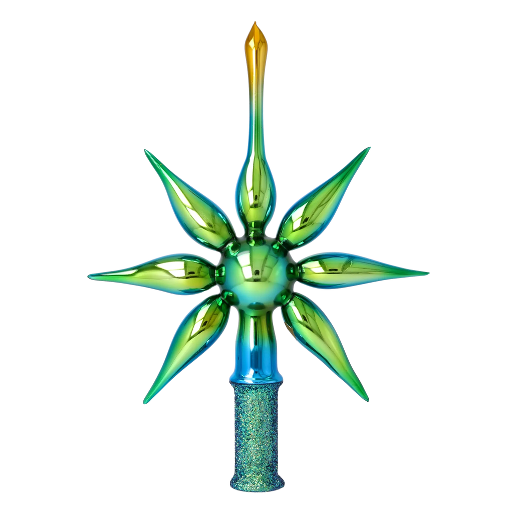 Emerald Meridian | Hand-Painted Glass Ornament | Blubom 2026-067