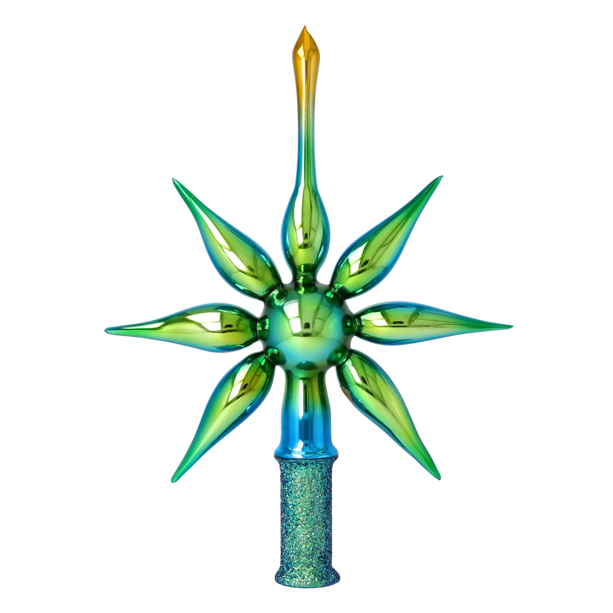Emerald Meridian | Hand-Painted Glass Ornament | Blubom 2026-067