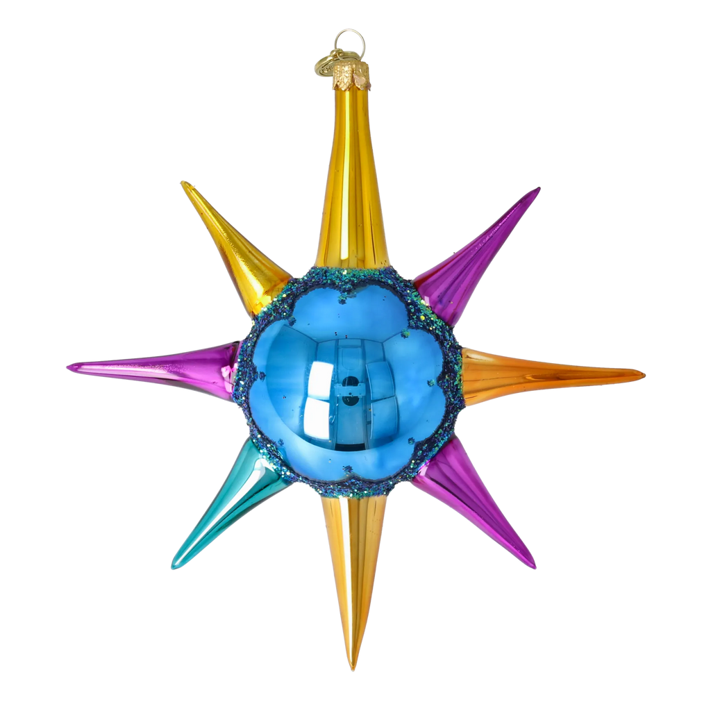 Cobalt Meridian Pulse | Hand-Painted Glass Ornament | Blubom 2026-068