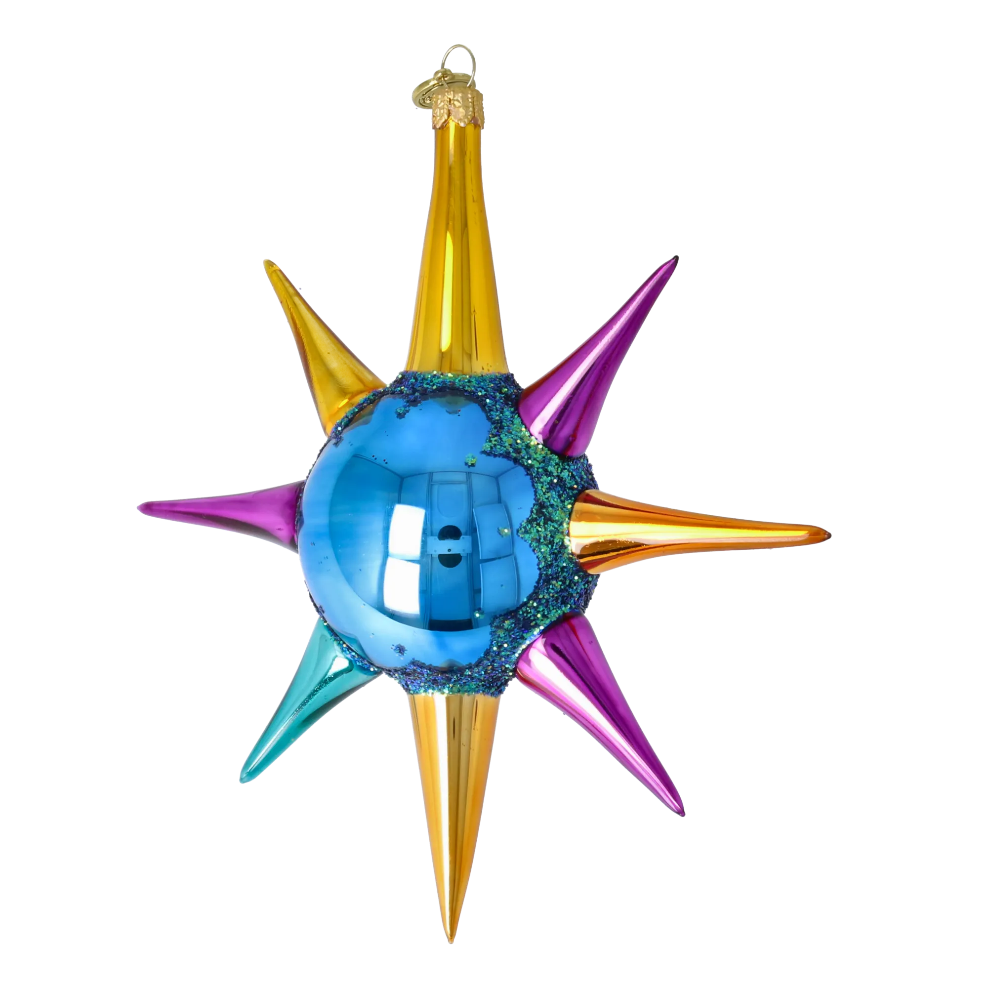 Cobalt Meridian Pulse | Hand-Painted Glass Ornament | Blubom 2026-068