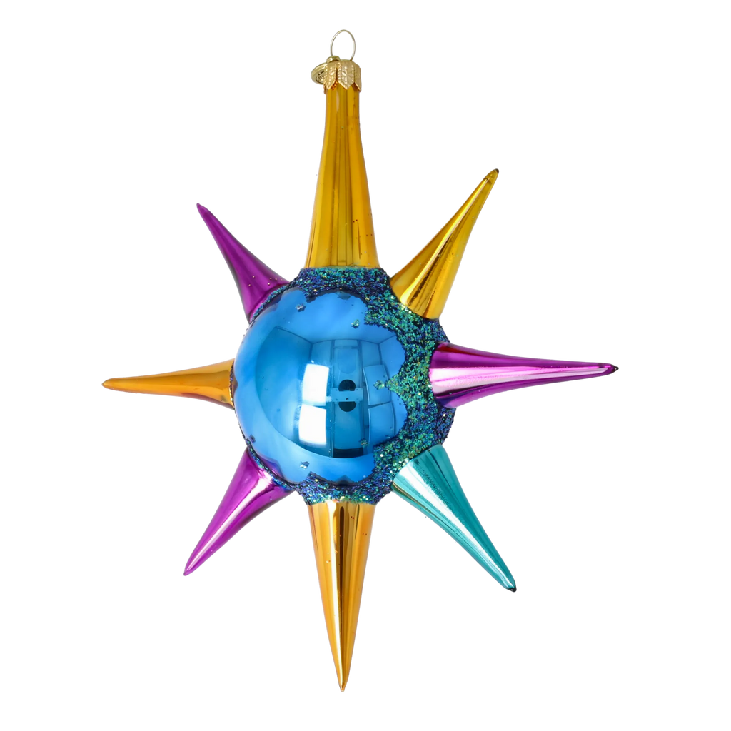 Cobalt Meridian Pulse | Hand-Painted Glass Ornament | Blubom 2026-068