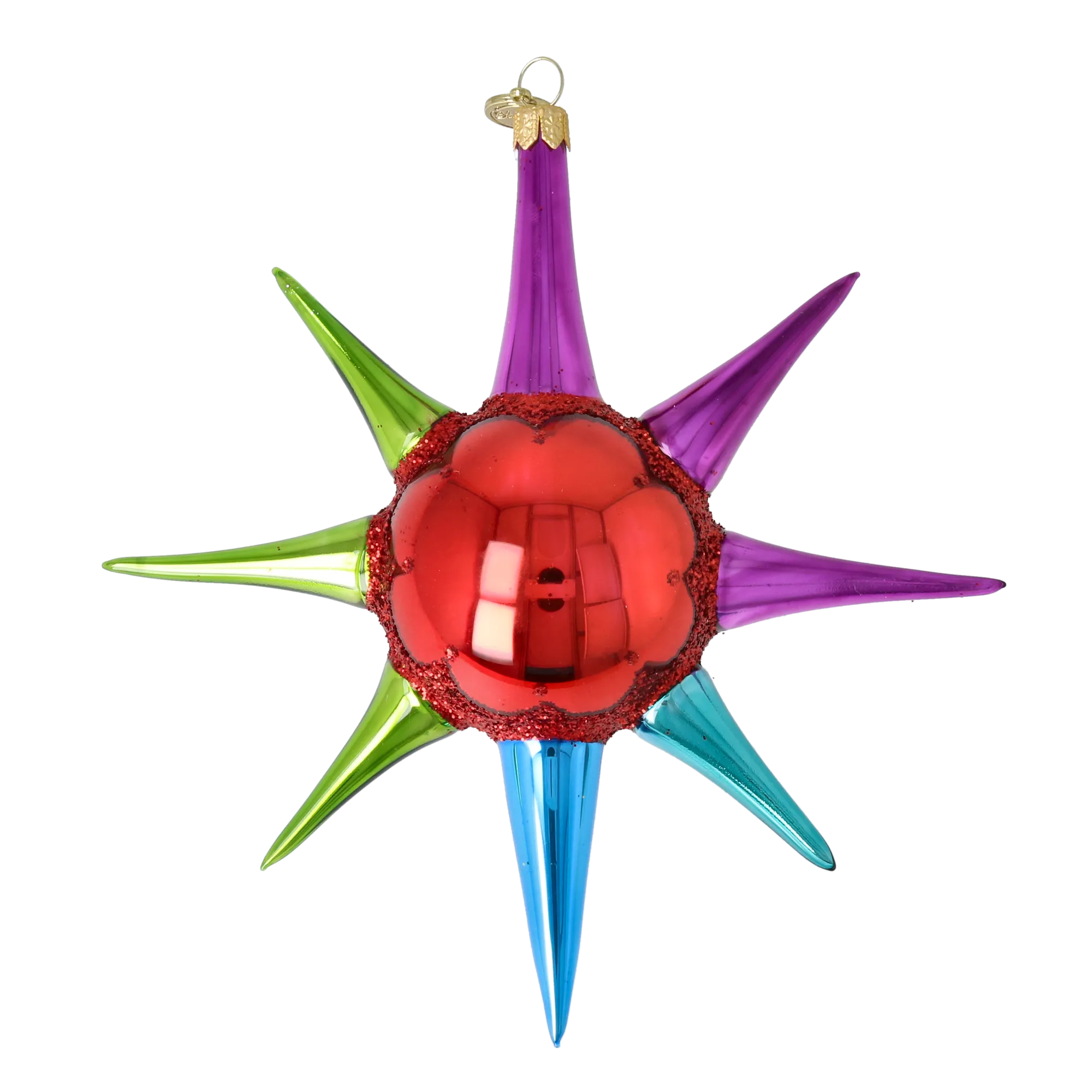 Ruby Prism Sunburst. Christmas ornament free blowing PRE-ORDER 2026-069