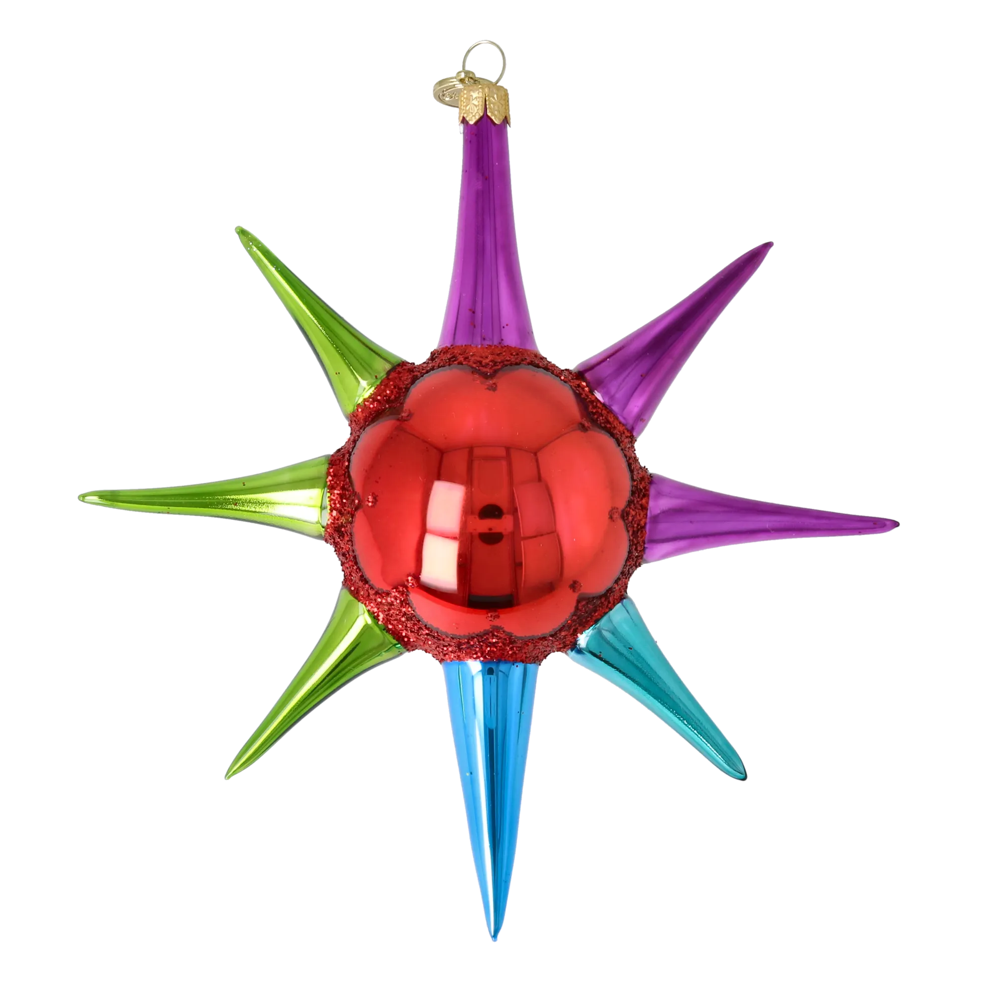 Ruby Prism Sunburst. Christmas ornament free blowing PRE-ORDER 2026-069