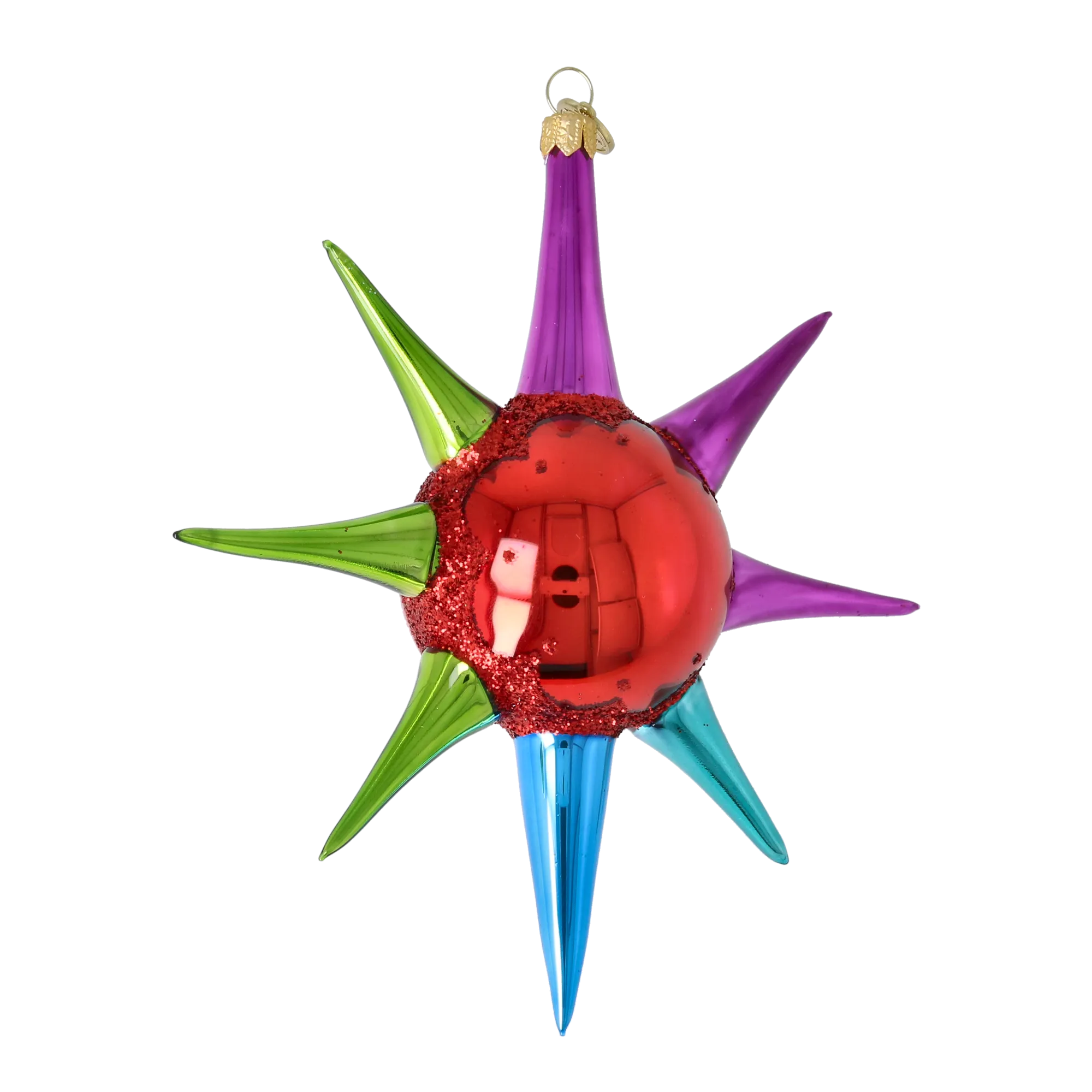 Ruby Prism Sunburst. Christmas ornament free blowing PRE-ORDER 2026-069