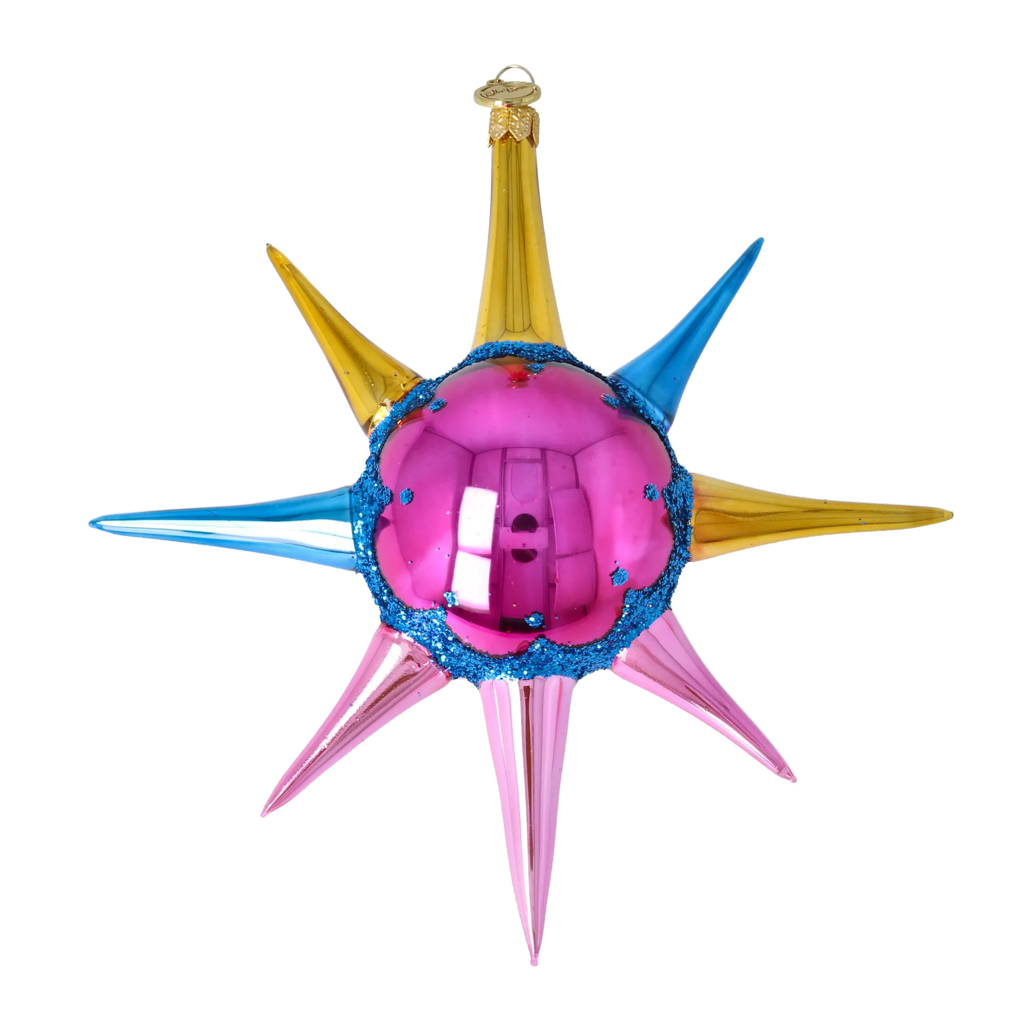 Pink Aurora Sunburst Christmas ornament free blowing PRE-ORDER 2026-070